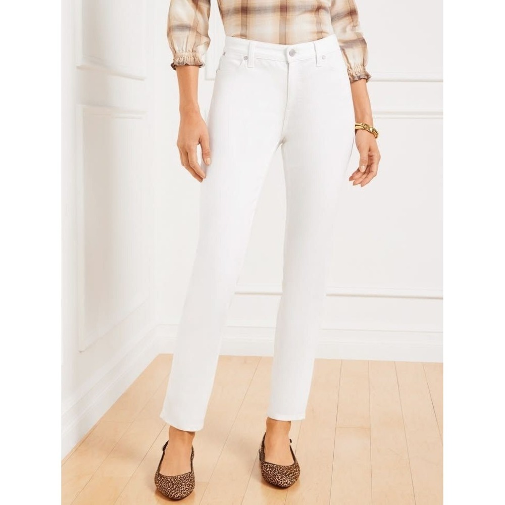 Talbots Flawless 5 Pocket Slim Ankle Jeans Women 18 White Coastal Grandmother